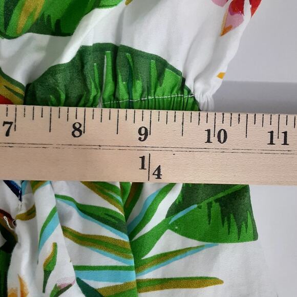 Hawaii Hangover Girls 10 Sun Dress Hibiscus White Tropical Palm Dress Ruffle - Picture 7 of 8